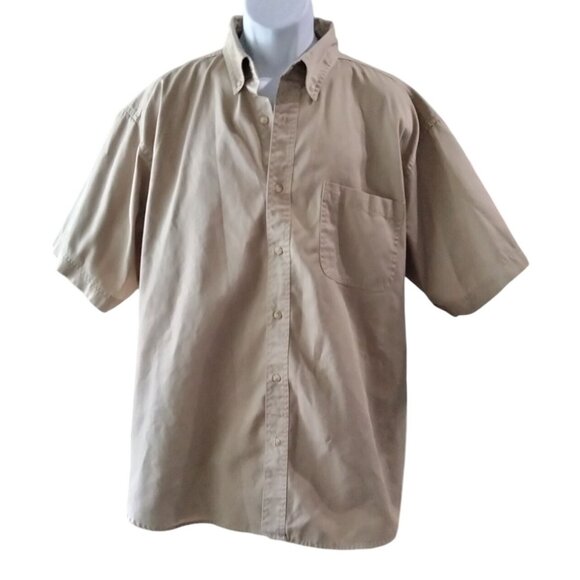 Blue Generation Mens Size 2XL Shirt Short Sleeve Button-Down Khaki - Picture 2 of 10